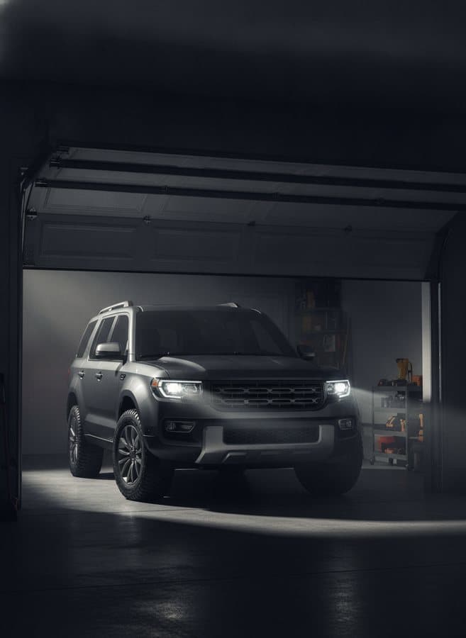 Garage Door — Door lifts, light spills in