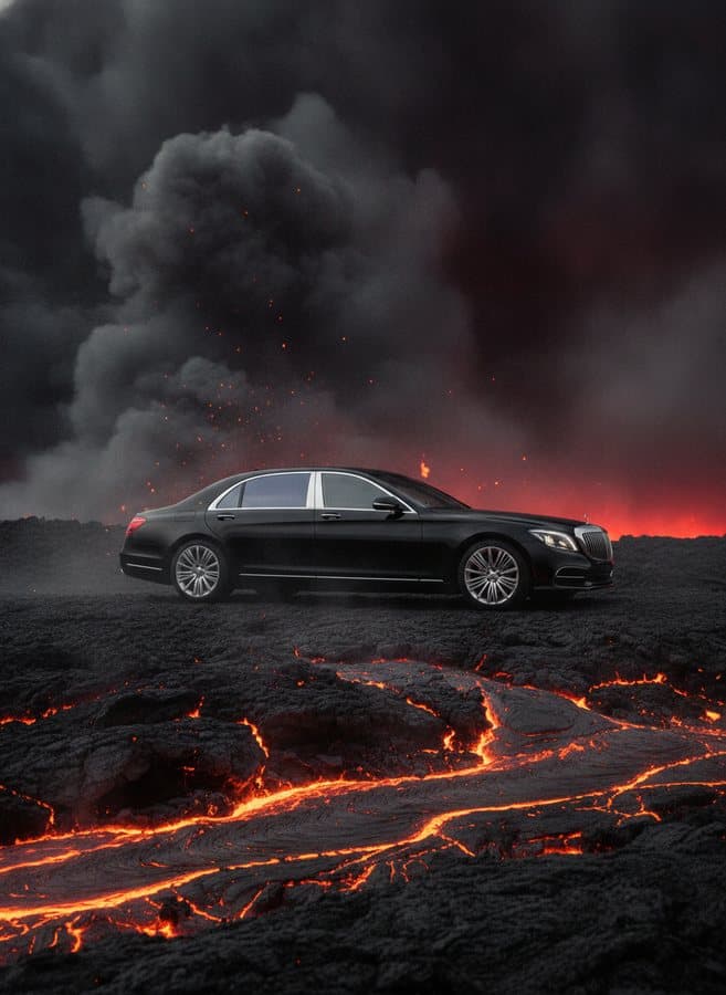 Volcanic Ridge — Black rock, lava glow below
